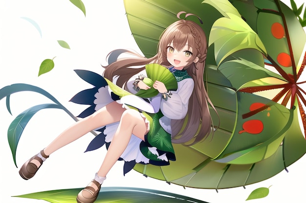 Anime girl on a leaf with the words " no game no life " on the cover.