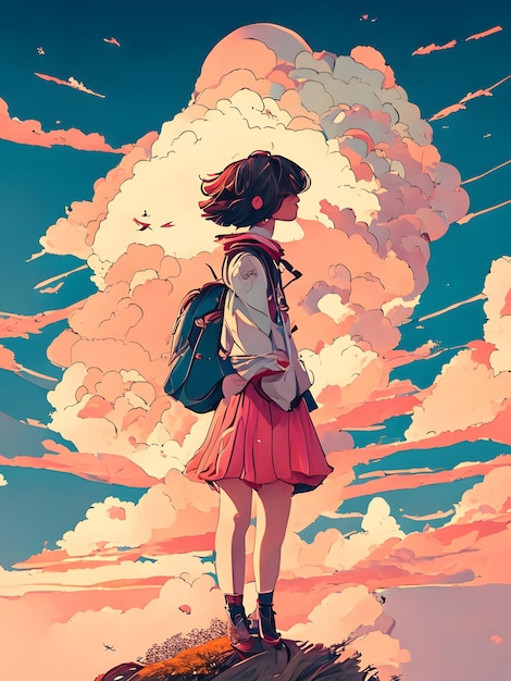 anime girl lofi illustration