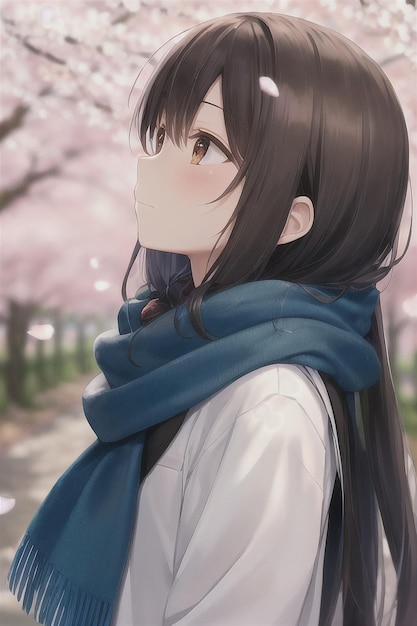 Premium AI Image  Anime girl looking up at the sky