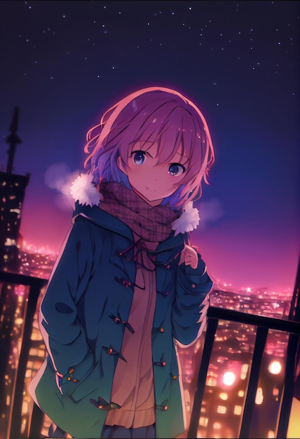 Premium Photo  Anime girl night cute generative ai