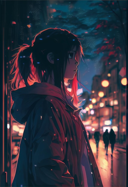 Anime Girl, city, dark, lonely, sad, HD phone wallpaper