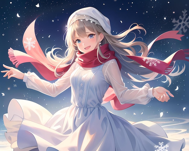 anime girl under night sky Ai generated