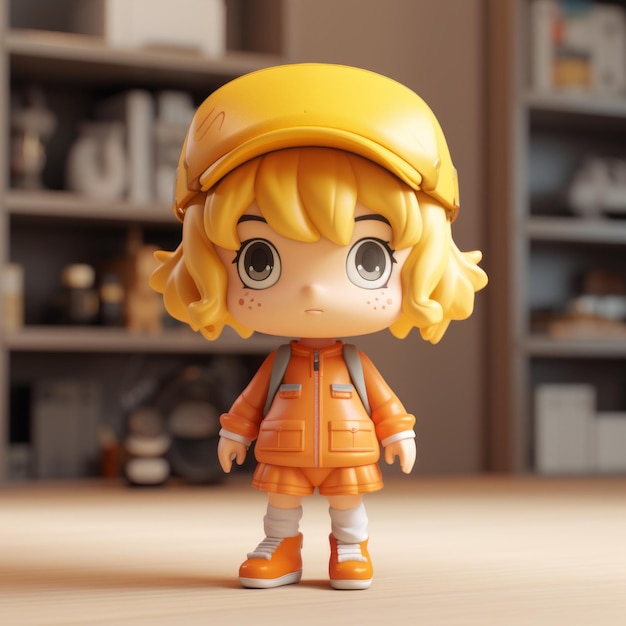 Anime Girl Plastic Model met oranje jas Zachte kleurenmenging