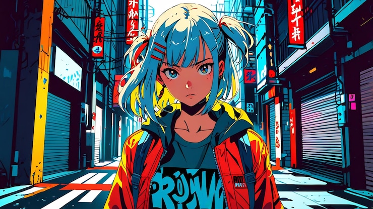 Photo anime girl pop art style retro anime wallpaper