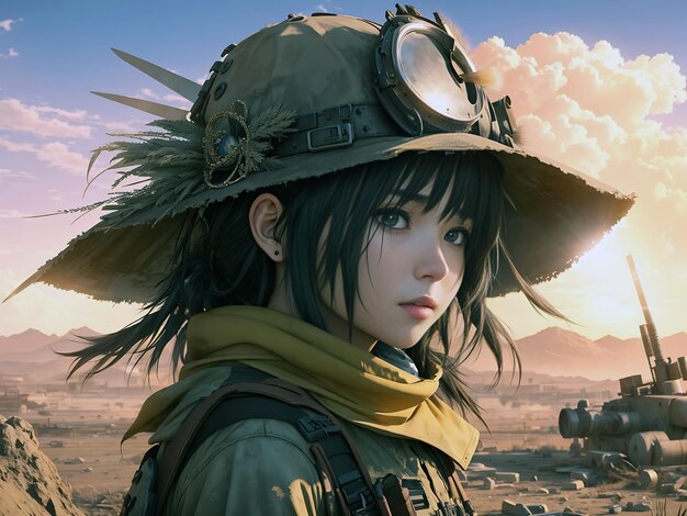 Anime girl postapocalyptic wasteland