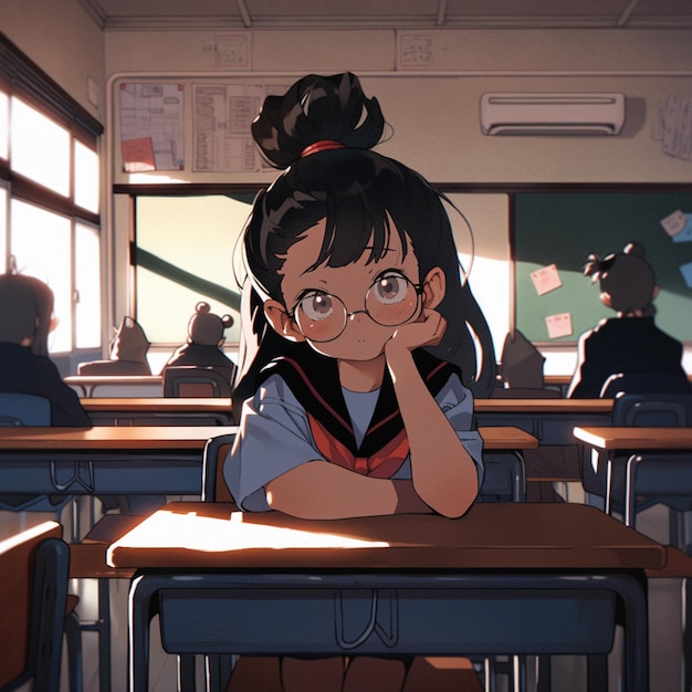 HD desktop wallpaper: Anime, Girl, School, Classroom download free