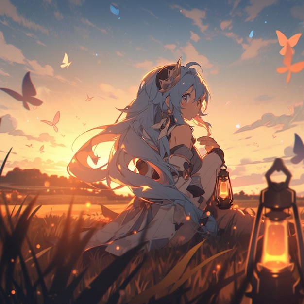 feeling free and flying, anime girl flying over a city, peaceful manga artwork, generative ai technology Stock Illustration