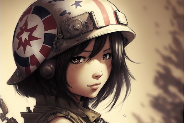 Anime girl soldier in world war 2