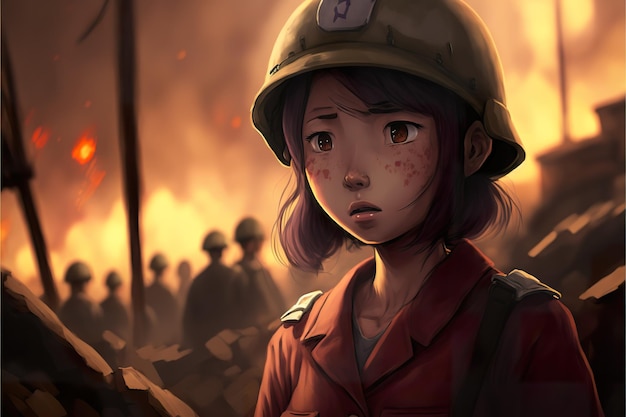 Anime girl soldier in world war 2