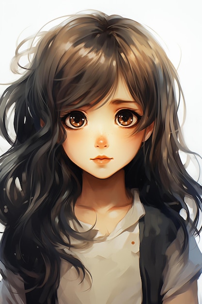 Anime girl stock photos images Cute Kawaii Character fantasy romantic portrait