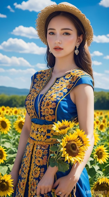 anime girl in sunflower