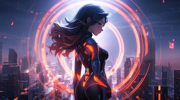 Premium AI Image  Unleash the Anime Power Japanese Kawaii Influence in  Anime Girl Superhero Art