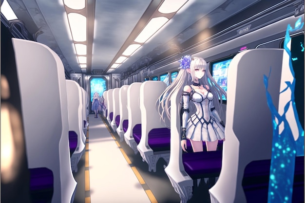 Anime girl in a train