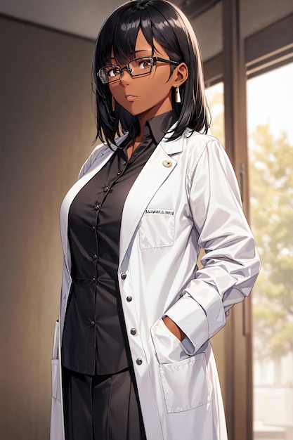 Anime girl in a white lab coat