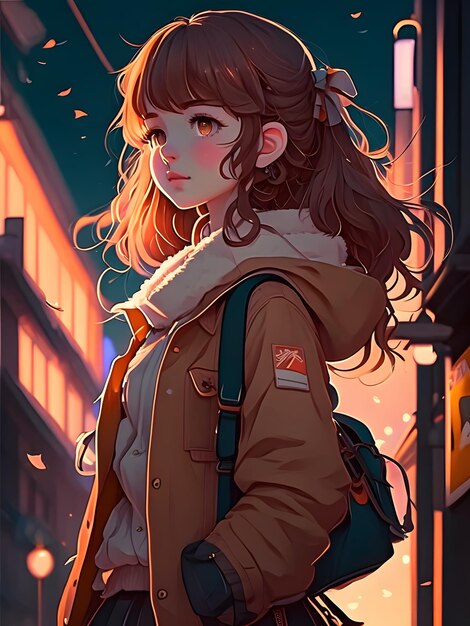 Premium Photo | Anime girl with backpack illustration