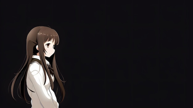 Anime girl with a black background