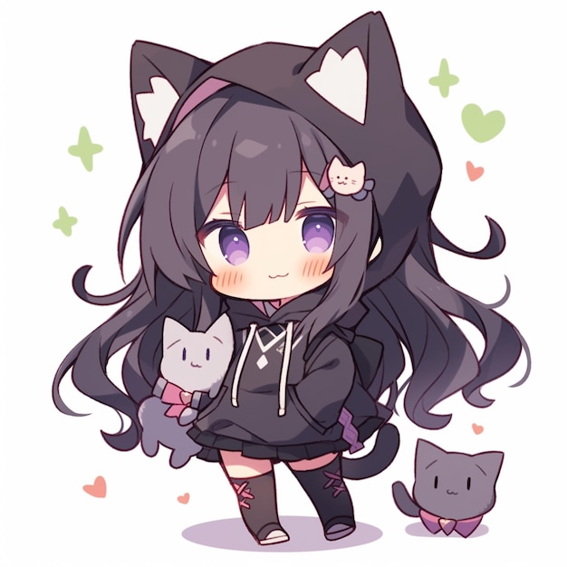 Mylittleblog: Cute anime catgirls  Cat girl, Black cat anime, Chibi girl