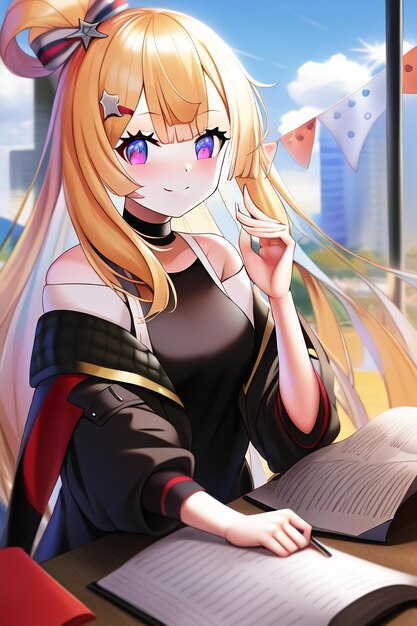 Anime girl with a book in her hand