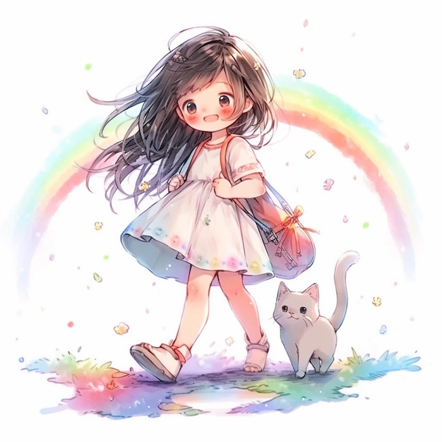 A 3D anime-style girl theme with rainbow colored image generative AI  22876973 Stock Photo at Vecteezy