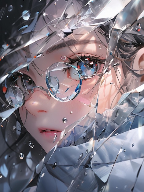 illustration of anime girl with glasses Stock Photo | Adobe Stock