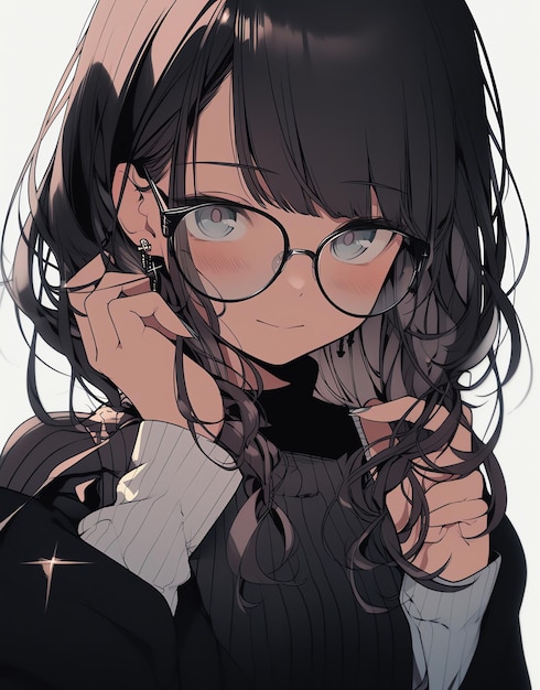 Safebooru - 1boy black hair blue sweater bshi edayo cellphone glasses green  eyes grey pants highr… | Anime glasses boy, Handsome anime guys, Anime guys  with glasses