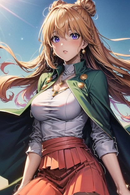 Anime girl with a green jacket
