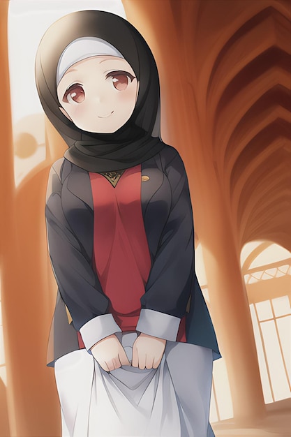 Premium Photo  Anime girl with a hijab on her head