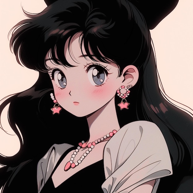 Premium AI Image  Anime girl with black hair and earrings in