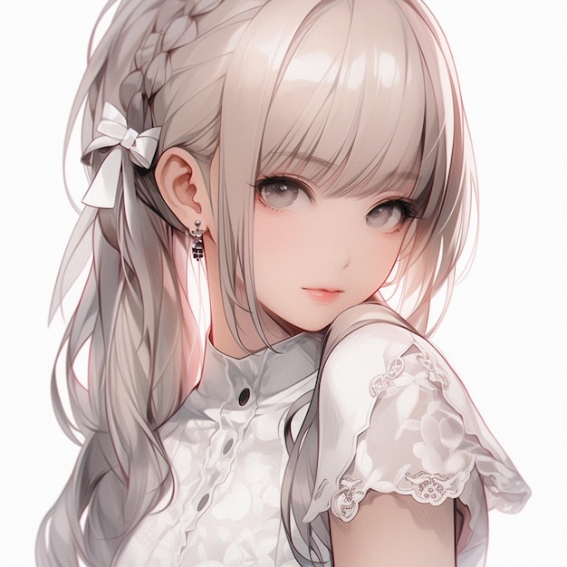 Premium AI Image | anime girl with long hair and a bow in her hair ...