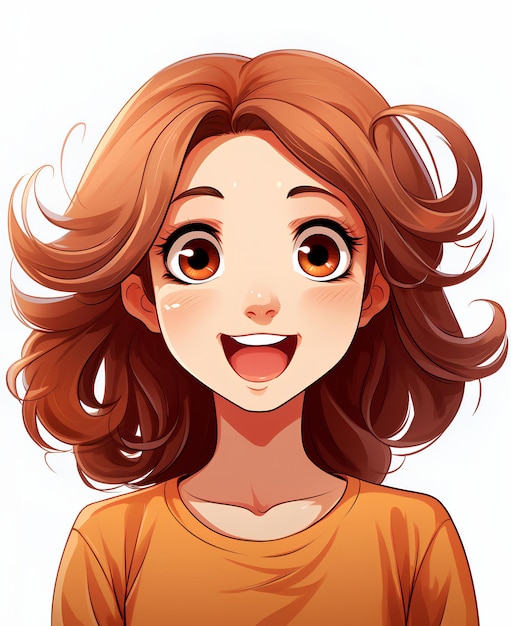 A anime girl with an orange shirt