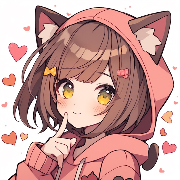 Premium Photo  Anime girl with cat ears and hoodie in a city