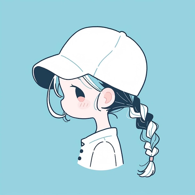 Anime girl with ponytail in a baseball cap generative ai