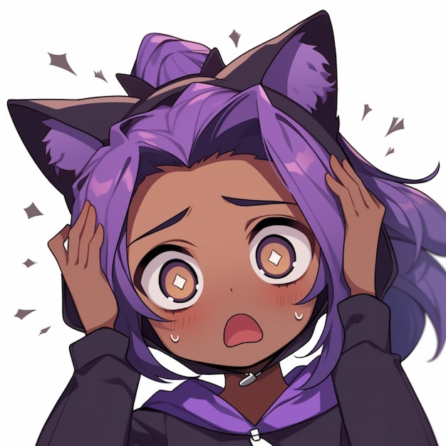 Premium AI Image  anime girl with purple hair and cat ears