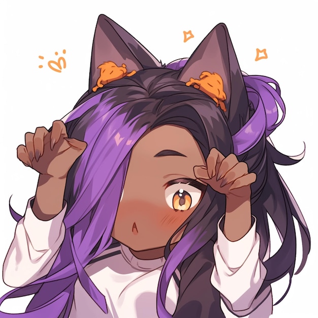 Premium AI Image  anime girl with purple hair and cat ears