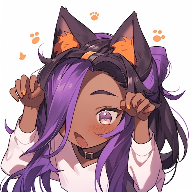 Premium AI Image  anime girl with purple hair and cat ears