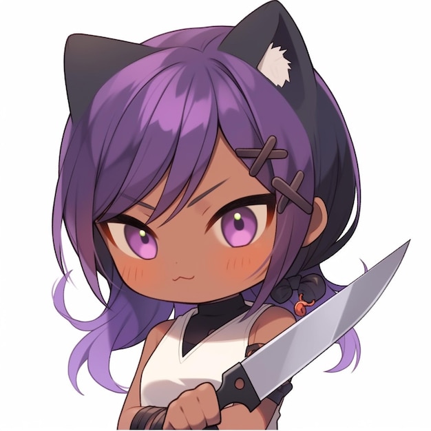 Premium AI Image  anime girl with purple hair and cat ears