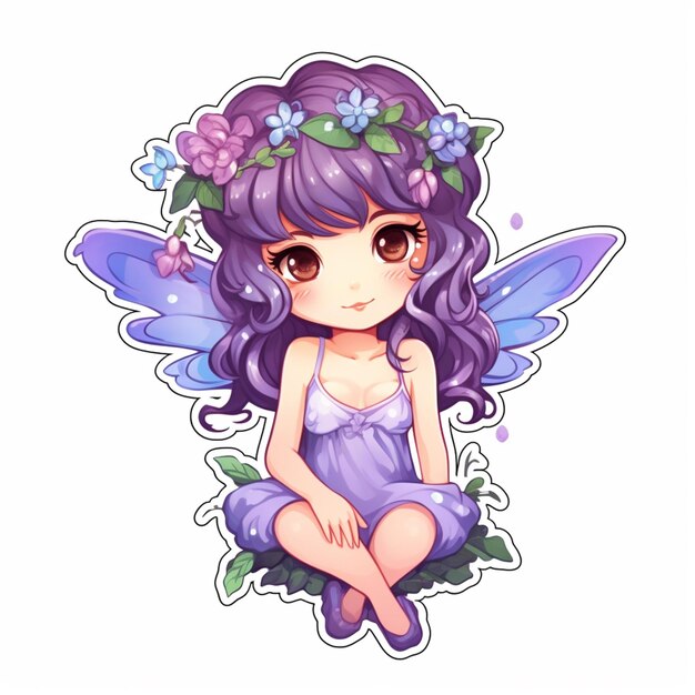 AI GENERATED - Sticker - Anime Girl Purple Hair 24212245 PNG