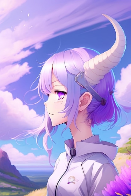 anime girl with horns