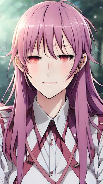 Photo anime girl with purple hair and a tie