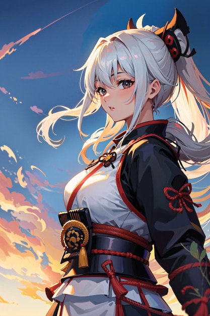 Anime girl with a samurai outfit