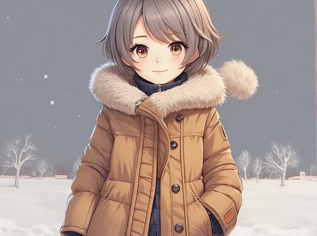 冬服を着たショートヘアのアニメの女の子の漫画