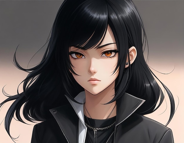 Premium AI Image  Portrait of a beautiful girl with long hair Anime manga  drawing of cute girls