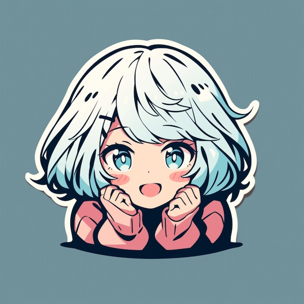 anime girl with white hair and blue eyes looking at something generative ai