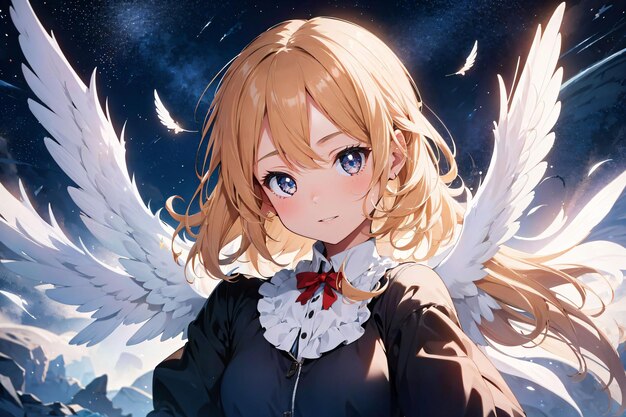 Photo an anime girl with wings