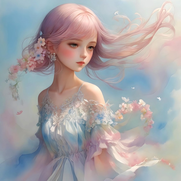 Photo anime goddess beautiful attestation ai generated art