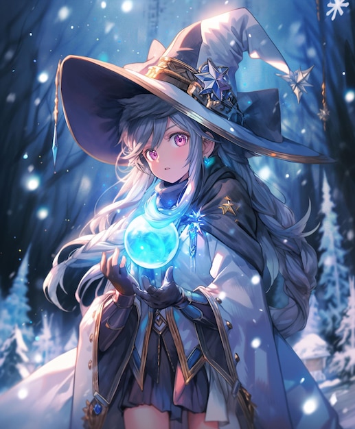 Anime ice mage girl