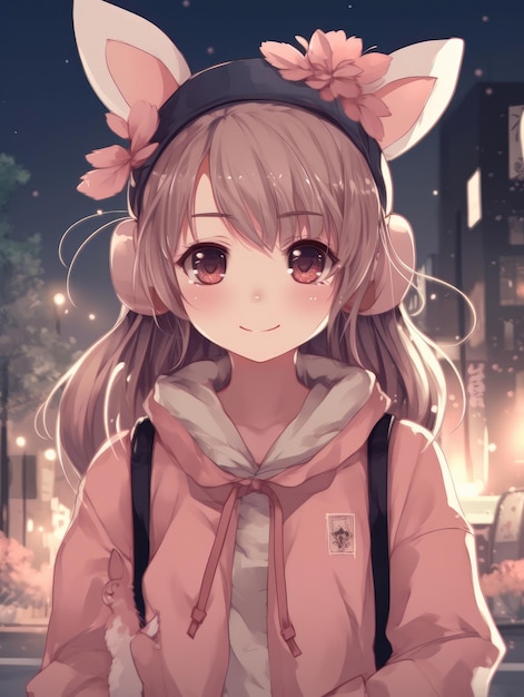 Premium AI Image  Anime kawaii girl generative ai