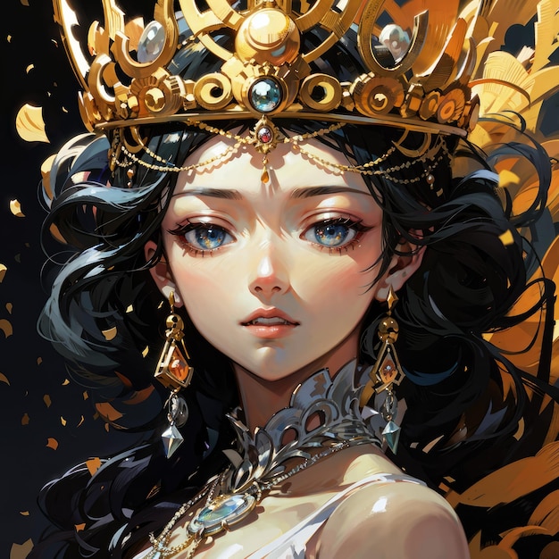 anime-koningin met een kroon