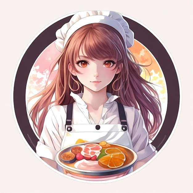 Anime kookmeisje portretafbeeldingen met gegenereerde ai