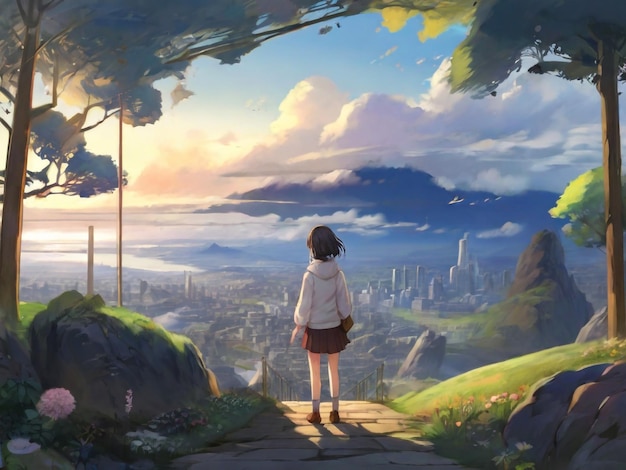 Anime landscape of person